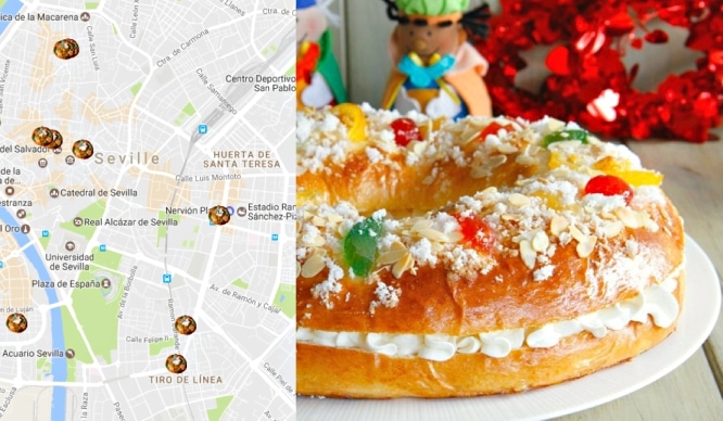 Mapa del mejor Roscón de Reyes de Sevilla