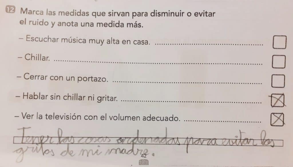 La gloriosa respuesta de un niño de 8 años a un ejercicio escolar sobre cómo evitar el ruido