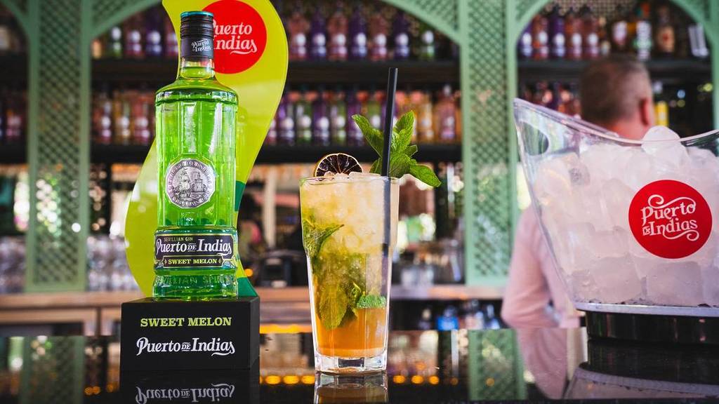 Mojito de Melón elaborado con la ginebra Puerto de Indias sabor melón.